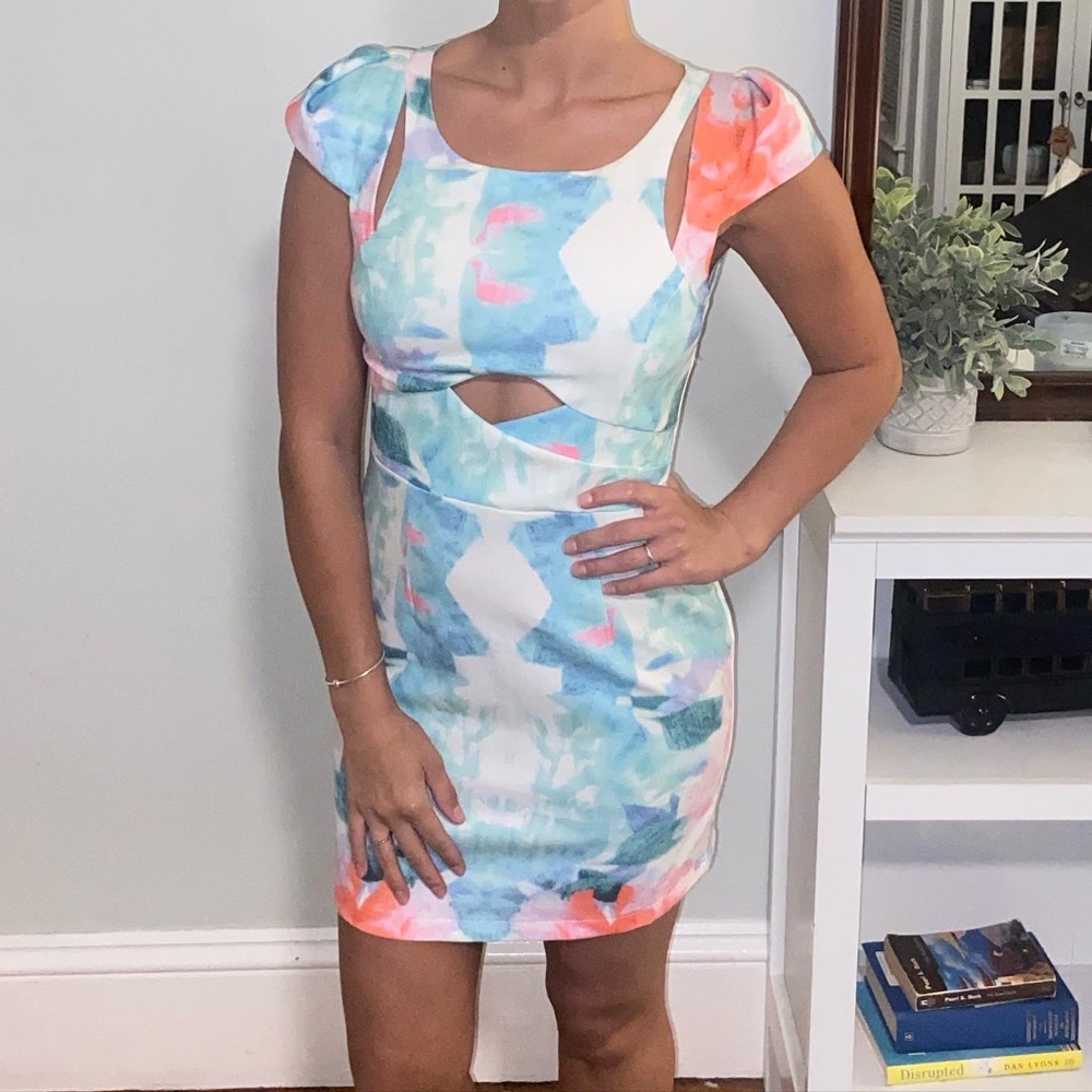 Modern pastel dress with cutouts